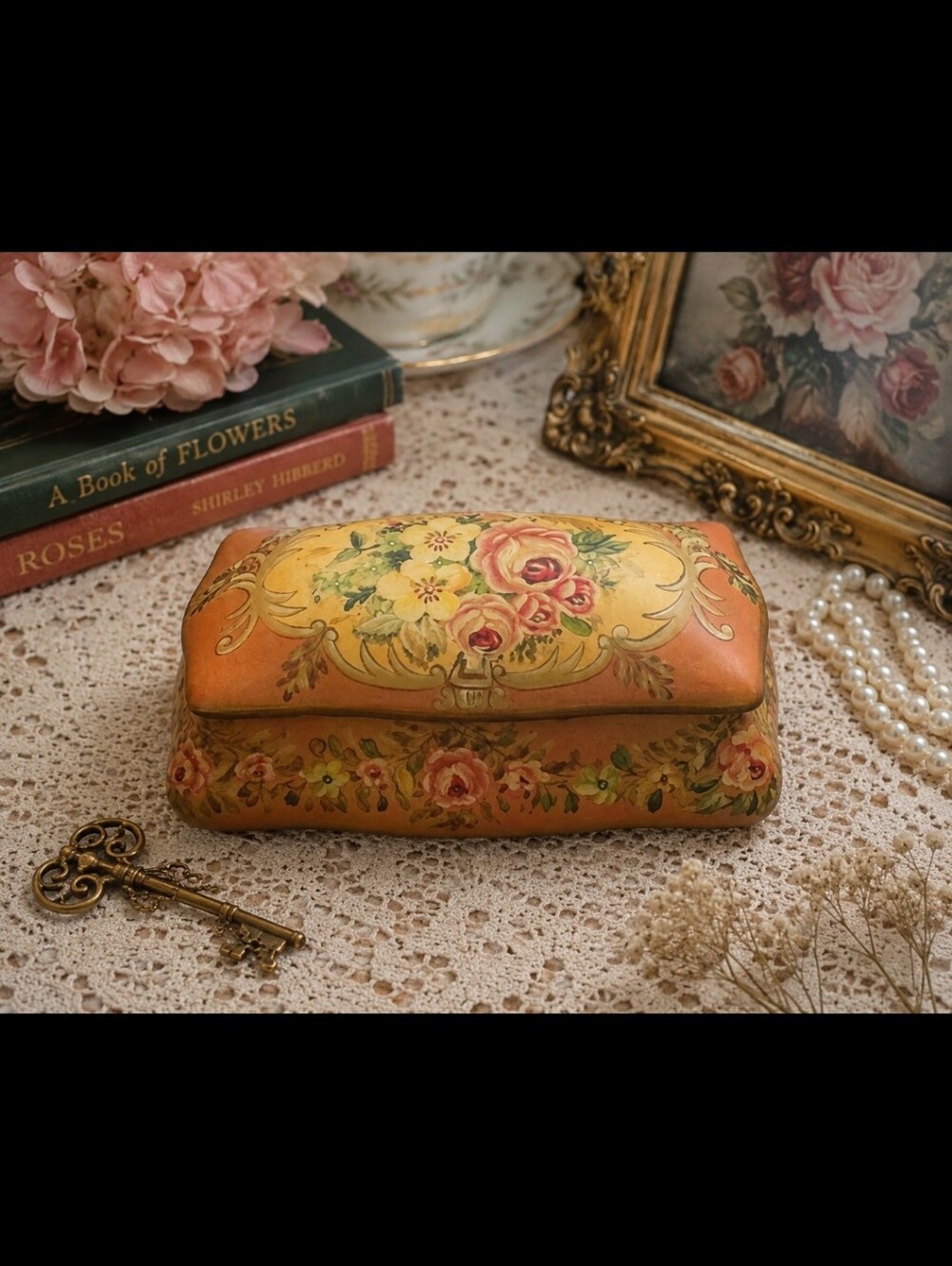Raymond Waites Vintage Floral Ceramic Trinket Box Mid Century